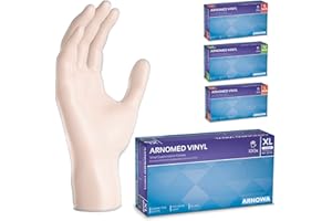 100x ARNOMED® Gants vinyle jetables taille XL, Gants chirurgie & laboratoire à usage unique, Gants vinyle à usage unique sans poudre & latex, Moufles en vinyle en S, M, L, XL