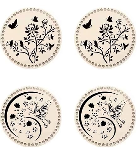 SET CESTO ALL'UNCINETTO all'uncinetto in legno naturale forma ovale