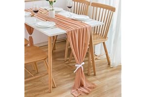 CHUQING Camino de Mesa,Gasa,Camino Mesa Lavable,Mesa Camino de tocador para Bodas, Cumpleaños, Fiestas,70x300cm,Oro Rosa