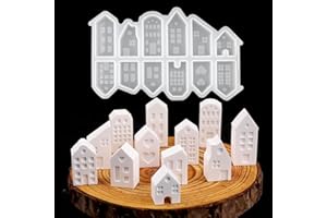 ‎EPODA EPODA Silikonformen Gießformen Häuser, 12 Stück Kleine Silikonform Haus, Gießformen Silikon Häuser, Silikonform Haus 3D