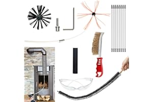 JOVANT Chimney Sweep Kit 24 Feet - Brush With 8 Nylon Flexible Rods, Rotary Cleaning System for Fireplace and Pipes