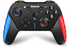 Smooce Mandos Nintendo Switch Actualizado,Mando Inalambrico Nintendo Switch con Giroscopio 6 Ejes, Turbo Ajustable, Vibración Motor Dual, Compatibilidad Multiplataforma, Mando Pro Nintendo Switch