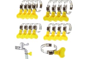 LECHISENOP Jubilee Clips 16 Pcs 4 Size Hose Clips Set with Handle Adjustable Stainless Steel 10mm-44mm Range Garden Hose Clamp Tightening Pipe Clips Hose Clamps with Plastics Handle for Flexible Hose Tube