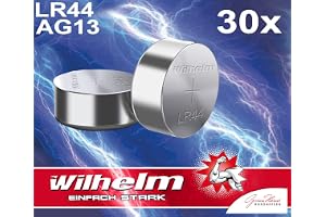Wilhelm 30 x AG13/147/LR44/SR44W/357/LR1154/V13GA kvalitetsbatterier 1,5 V alkaliska blister