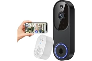 FineLuck 1080P WiFi Video Doorbell Camera Wireless, AI Human Detection, 2-Way Talk, 2.4G Wi-Fi, Battery Powered, Cloud Storage, Indoor Outdoor Surveillance (With Receiver)
