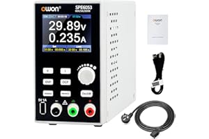 OWON SPE6053 Alimentation de laboratoire programmable (0-60 V 0-5 A), alimentation CC de banc 300 W avec écran LCD 2,8 pouces, sortie monocanal avec logiciel PC et chargement USB