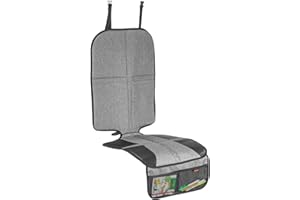 reer Kindersitz-Unterlage TravelKid MaxiProtect, Autositz-Schutzunterlage mit Rückenlehnen-Schutz, rutschfeste Unterlage, ISOFIX geeignet, für alle herkömmlichen Modelle, grau
