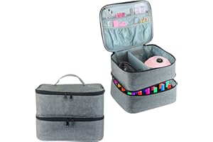 BOCZIF Nail Polish Carrying Case, Double-Layer Nail Polish Storage Bag- Fits Nail Dryer Lamp and 30 Bottles(15ml/0.5 fl.oz), Organizer Bag with Adjustable Dividers for Manicure Set (Grey)