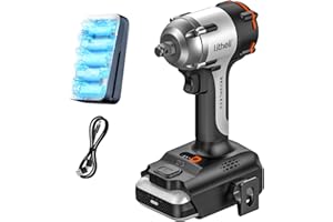 LiTHELi Akku Schlagschrauber,Drehmoment 450Nm Schlagschrauber mit 2.5 Ah Akku, bürstenloser Motor, 3 Geschwindigkeiten und LED-Licht, geeignet für Haushaltsfahrzeuge
