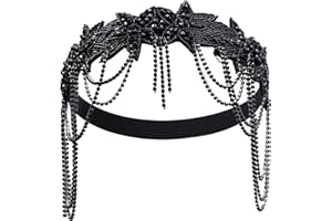 Duriya Damen 1920s Stirnband 20er Jahre Accessoires Kopfschmuck Gatsby Kostüm Accessoires Damen Flapper Feder Vintage Haarband Charleston für Karneval Fasching Art Deco Kostüm