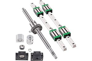 GooEquip Linearführung HGR20 400mm Linearschiene mit 4PCS Gleitblock + 1PCS SFU1605 400mm Kugelumlaufspindel mit Kugelmutter, BF12/BK12 Unterstützung, DSG16H, Kupplung für 3D Drucker CNC Maschine