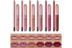 BEAUTY GLAZED Set trucco per rossetto 12 pezzi, rossetti liquidi opachi vellutati 6 pezzi + matita per matita labbra 6 pezzi, kit lucidalabbra professionale pigmentato a lunga durata Kit regalo trucco labbra