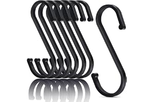 S-Krok 12-Pack Aluminium, Krok för Upphängning, 25 kg Kapacitet, Svart | S-krok, ena änden stor den andra liten, monteras utan verktyg, utrymmessnål för kök, badrum, hall, garage & trädgård