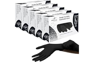 Farla Medical MediHands Disposable Large Nitrile Gloves - Powder Free and Latex Free Surgical Gloves - Multi-Purpose, Single Use Medical Gloves - Box of 500, Black