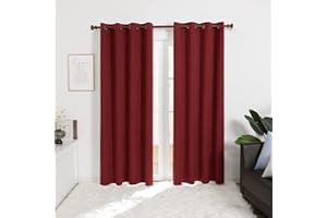 Deconovo Tende Oscuranti Totali, con Anelli, Termiche Isolanti, 140x180 CM, Rosso, 2 Pezzi, per Soggiorno e Camera da Letto