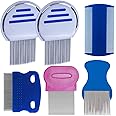OBSCYON 6Pcs Lice Comb,Double Sided Nit Comb for Head Lice Treatment[including Long Thick Hair], Nit Free Comb for Kids Pets and Adults