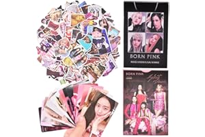 FYDZBSL Blackpink Autocollants Lomo Carte Kit Cadeau Kpop, Autocollant pour Ordinateur Portable, Voiture, Bagage, Skateboard Convient aux Adolescents et aux Fans, 116 Autocollants /110 Carte