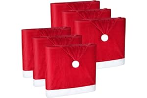 Anstore Set di 6 coprisedia natalizio, decorazione natalizia per sedie, cappello di Natale, coprisedia per sedia di Natale, 50 x 67 cm