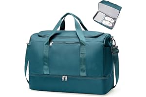 SEAFEW Bolsa de Viaje Extra Grande 50L,Impermeable Bolsa de Deporte para Gimnasio,Bolsa de Mano Equipaje de Fin de Semana para Mujer,Bolso de Natación para Playa,N4-Azul Pavo Real