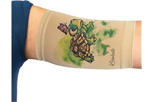 Linphelle Copri Picc in Microfibra - Fascia Copri Picc Braccio in Tessuto Traspirante e di Design, Manicotto Braccio Ideale per PICC, Glucometro, Tatuaggio o Ferite, Tartaruga, Taglia 2