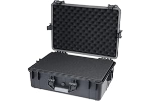 HMF ODK100 Mallette Rigide d’extérieur IP67, étanche à l’Eau et à la poussière, avec Mousse prédécoupée, Valise de Protection Photo/Outils | 57 x 41,5 x 21,5 cm | Noir