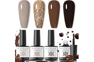 RSTYLE Smalto Semipermanente per Unghie 4pcs Banana melange Gel Shellac UV LED Nail Polish Manicure (Marrone)