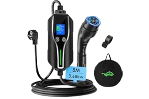EVJUICION Chargeur Voiture Electrique, 8M EV Chargeur Type 2, 6/8/10/13/16A Courant Commutable, 1-12H Programmé, 3.68kw Rapide, IEC 62196-2, Cable Recharge Voiture Electrique (8M)