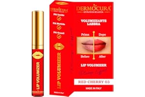 DERMOCURA Lip Voluminizer Labios de Chile 5 veces más potente Cherry Reempolpante Brillo Labial Efecto Plumping Inmedieto de Larga Duración Fabricado en Italia