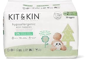 Kit & Kin Pañales hipoalergénicos, 1 mes de suministro (tamaño 2, 240 pañales desechables, 40 x 6 paquetes, conejo y leopardo)