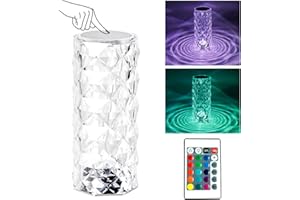 himmel Lampa stołowa LED z kryształu, nowoczesna, kreatywna, róża, lampka nocna, dotykowa, ściemniana, 16 kolorów i 4 tryby, kryształowa lampa RGB, zmiana kolorów, lampka nocna do sypialni, gabinetu,