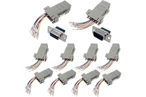 PENGLIN 10PCS DB9 Male Female Serial Port to RJ45 8P8C Adapter, DB9 Male Female to RJ45 Female Ethernet Adapter
