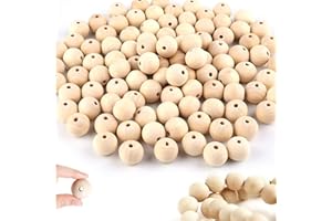MXJFYY Redondas Bolas Cuentas de Madera, 90 Piezas 25 mm Natural redondas de Madera con Agujero Grande, Para la Fabricación de Manualidades de Decoraciones, Para el hogar, Joyas de Bricolaje (25mm, 90pcs)