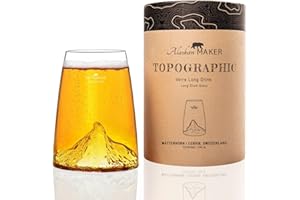 Alaskan MAKER Verre long 450ml - Verre Borosilicate de qualité supérieure soufflé artisanalement avec les montagnes en relief | Cocktail, bière ou soft TOPOGRAPHIC (Matterhorn/Cervin)