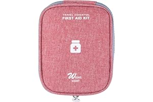 FuninCrea Mini Kit portatif Trousse Secours, Mini trousse de premiers soins de voyage, sac de rangement portable pour trousse de premiers soins pour sac vide pour camping, randonnée (rose)