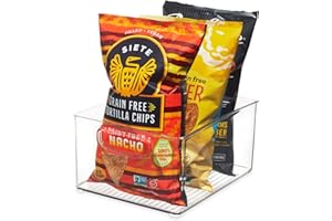 INTERDESIGN iDesign Caja transparente para el frigorífico, organizador de cocina grande y profundo de plástico, organizador de nevera con asas y sin tapa, transparente