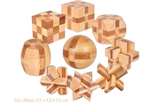 Joyeee 9pcs 3D Wooden Brain Teaser Puzzle Lock Toy - Assembling Diamond Cube Interlocking Jigsaw Puzzles for Kids and Adults - IQ Challenge Your Logical Thinking and Decoration