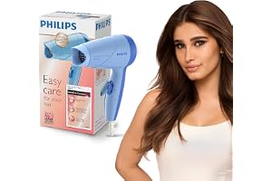 Philips India's No.1 Hair Styling Brand -Hair Dryer 1000W |Blow Dry for Men & Women | 2 Heat Settings| ThermoProtect tech |Travel-Friendly, Quick Dry, Frizz Control | For Indian Hair | HP8100/60 Blue