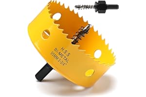 FASTDEPLE Scie cloche, 95mm scie cloche bois, Scie Trépan avec adaptateur hexagonal et embout central, Bi-métal HSS M42 scie cloche pour plastique, aluminium, plaques de plâtre, Jaune