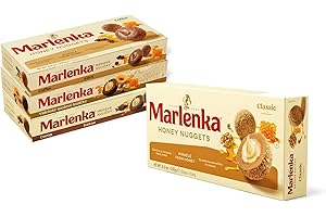 ‎MARLENKA Marlenka Honigkugeln 3 + 1 Pack Mix | Delicious Honey Nuggets | Gebäckkugeln mit Honig | 4 x 10 Bälle | 4 x 235g | Süßigkeiten Großpackungen | Süssigkeiten schmecken ähnlich wie Marlenka Kuchen