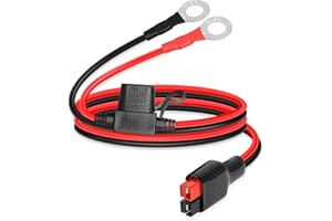 GINTOOYUN 12 AWG 45 A Stecker auf O-Ring-Terminal-Kabel, DC12 V/24 V, 45 A Stecker auf O-Ring-Ladekabel, 20 A Sicherheitssicherung (39,3 Zoll)