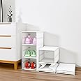 Kuber Industries Plastic 3 Layer See Through Foldable Closed Shoes Racks for Home | Shoe Boxes Storage/Sneaker Shoe Box Stand | Organizer for Wardrobe | Collapsible Shoe Rack Storage | White