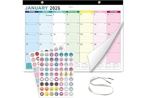 ANTOLE Wall calendar,Jan 2026-Jun 2027 Big Large Desk calendar,Monthly Wall calendar Hanging,Family Calendar,18 Months calendar Planner with Sticker,Calendar 2026 Wall (Classic-2026.01 to 2027.06)