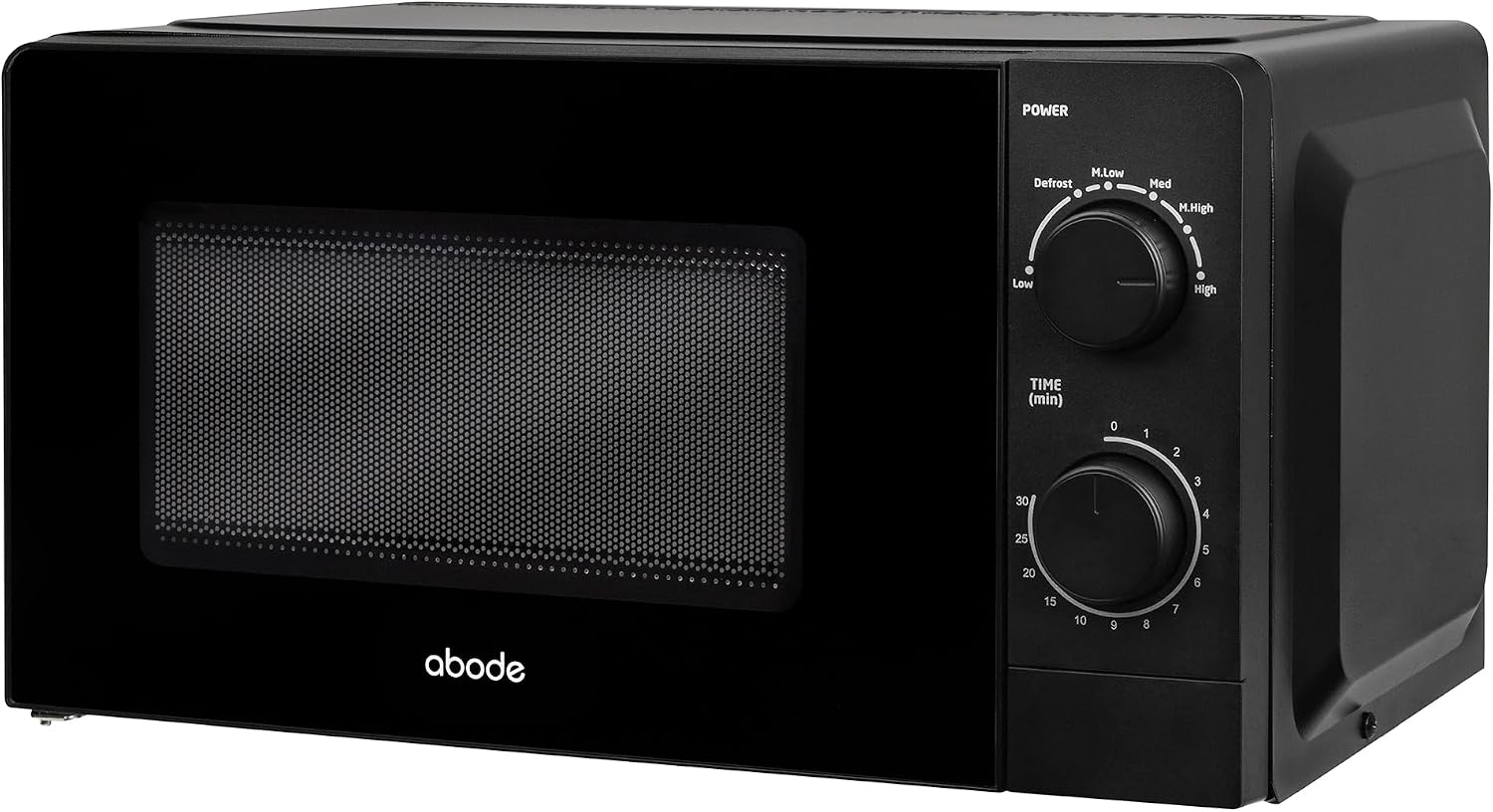 Abode 20L Manual Microwave Black 700W with 5 Power Levels & Timer, Button & Dial Control, Defrost Function, AMM2005B (Manual, Black)