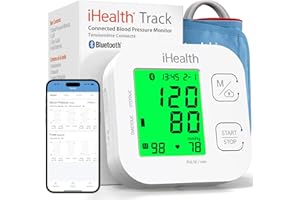 iHealth Track - Tensiomètre Bras pour Mesure Tension Artérielle, Pouls - 99 Mémoires - Affichage 3 Couleurs sur Écran LCD, Brassard Longue Portée - Dispositif Médical Bluetooth iOS, Android