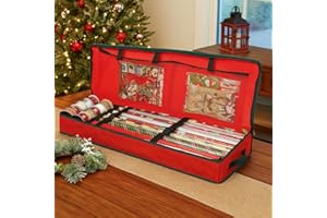 Just for Christmas Wrapping Paper Storage Bag – Gift Wrap Organiser with Dual Zipper, 2 Securing Straps, Dust-Free Lightweight Design & Easy Carry Handle Perfect for Holiday Storage