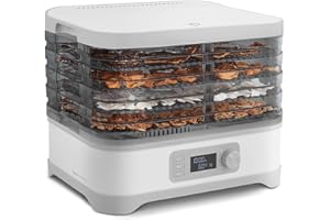 ‎SPRINGLANE KITCHEN SPRINGLANE Dörrautomat Edelstahl Dora, Dörrgerät, Trockner für Obst, Fleisch & Kräuter inkl. 5x Dörrebenen, 2 Dörrfolien, 2 Dörrgitter, Rezeptheft, Zange & Müsliriegelform - Weiß