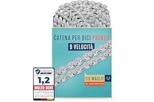 Alphatrail Catena per Bicicletta Parker 9 Velocità 116 Maglie I Compatibile con Shimano, SRAM, KMC, Connex I Incl. Sgancio Rapido Catena