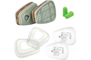 Filtre Cartouche 3M 6055 A2 Vapeurs Organiques pour 3M + 3M Filtres anti poussière 5925 P2 R + 3M Bague de Maintien 501 et Bouchons D'oreilles SmartProduct