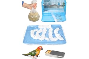 Niwaes 50 Pcs Large Disposable Bird Cage Liners，26'' X 18'' Plastic Parakeet Cage Liner Bag Birds Cage Tray Liners Universal Film Bird Cage Accessories for Finches Canaries Cockatiels Birdcage