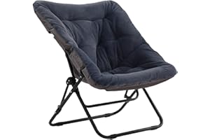 ‎TIITA Tiita Untertassenstuhl ohne Ottomane, weicher übergroßer Klappstuhl aus Kunstfell, weicher pelziger Loungesessel, Mondstuhl mit Metallrahmen für Schlafzimmer, Wohnzimmer, Wohnheim, Garten und Hof